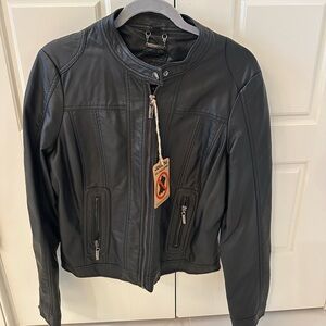 Women's Black Vegan Leather Jacket XL